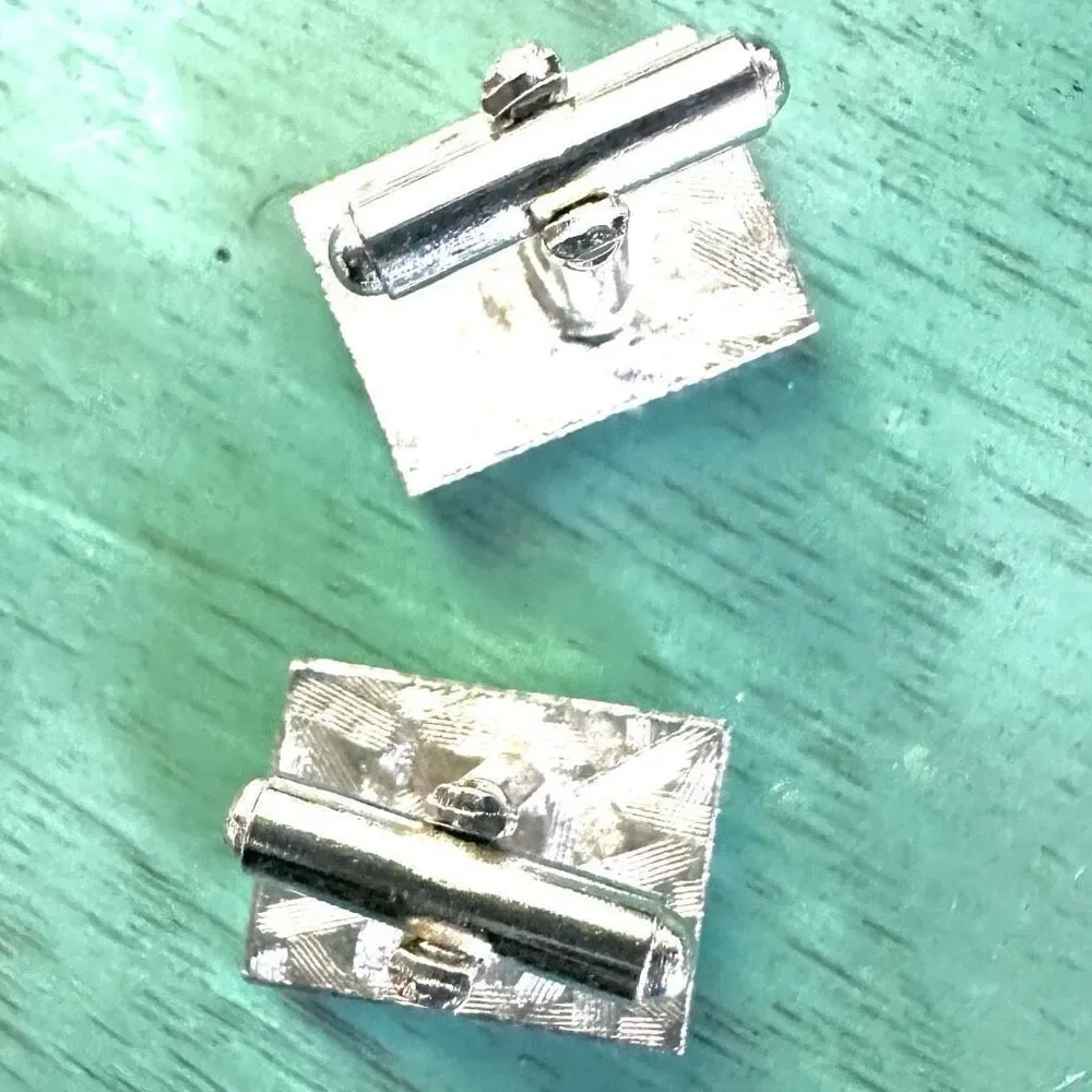 Silver tone vintage cuff links